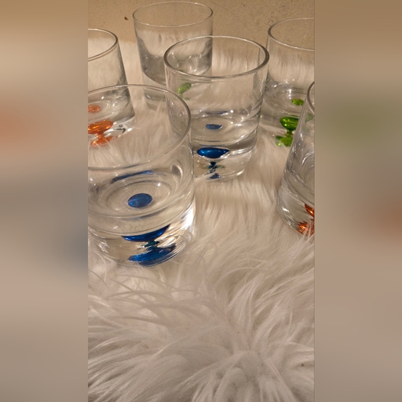 6 Rare Cocktail Glasses Suspended Controlled Bubble Based Green Blue Orange - Picture 2 of 16